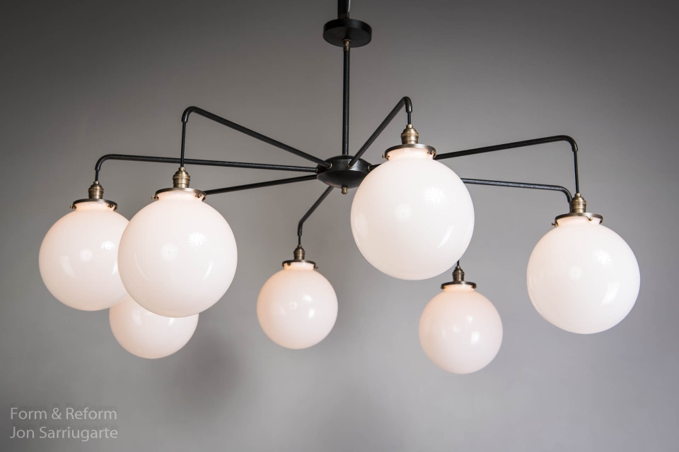 Jona Chandelier with Milk Glass Jona Chandelier with Milk Glass